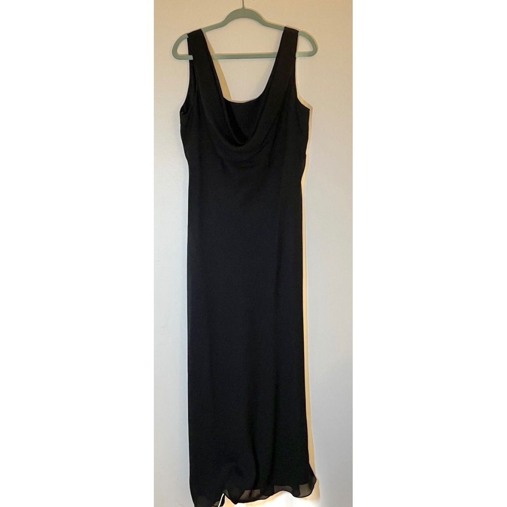 Betsy & Adam by Jaslene Long Formal Cocktail Evening Prom Dress Black Size L EUC